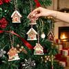 Wooden Hanging Decor for Christmas 24/36Pcs Gingerbread House Ornaments, Xmas Tree with Rope, Indoor Party Decorations Ornaments Holiday New Year Home
