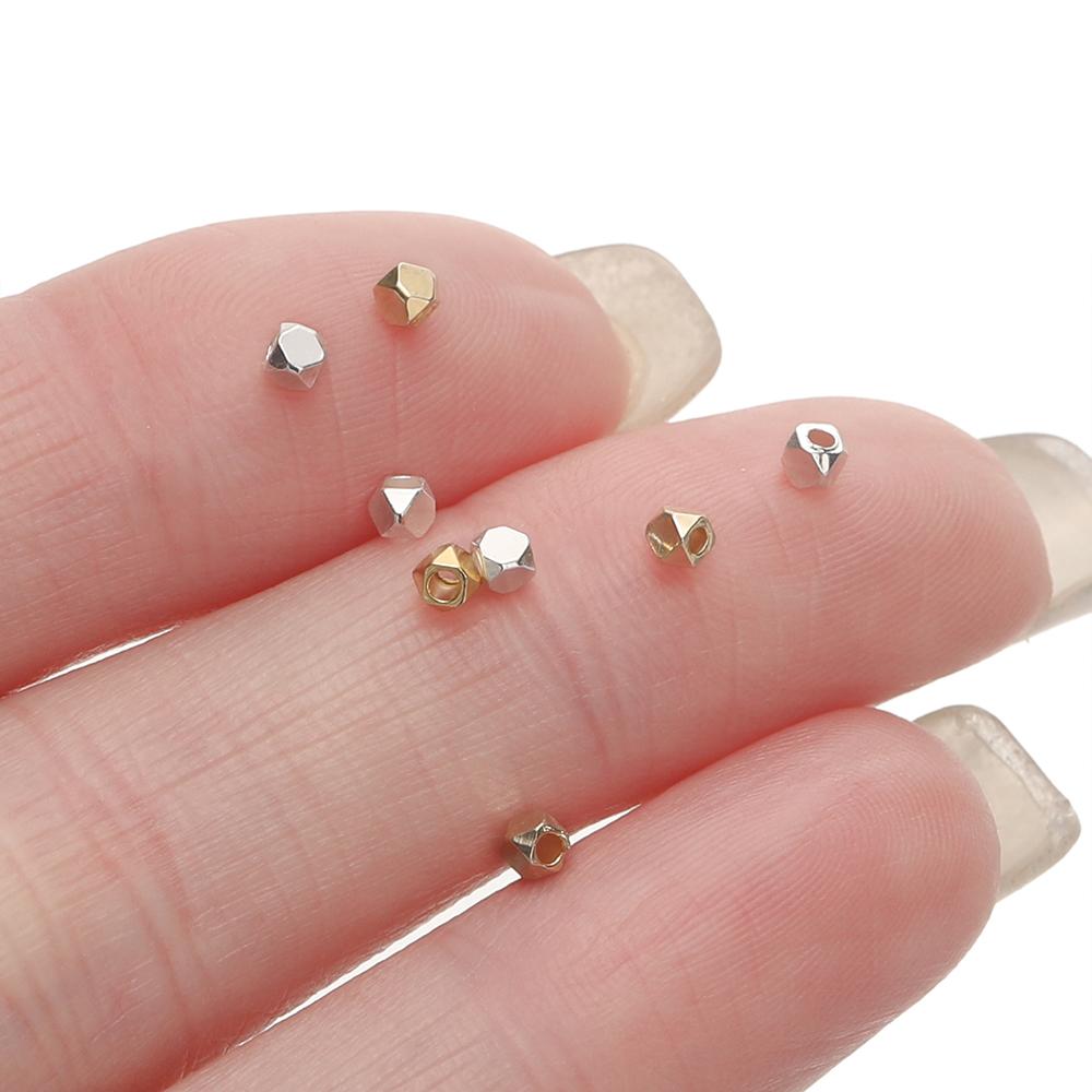 20Pcs/Pack 2*2mm 14/18K Gold Plated Polygonal Spacer Beads For Handmade DIY Jewelry Making Bracelet Necklace Accessories