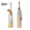 Office Desk Decoration Easter Bunny Figurine, Vintage Resin Rabbit Statue with Carrot Flower Animal Figurine For Home Basket, Spring Indoor
