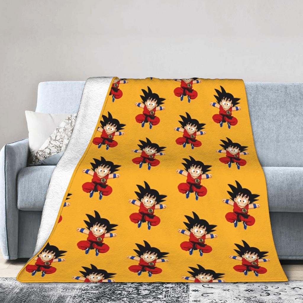 DBZ Goku Pattern Blanket Anime Characters Plush Funny Warm Throw Blanket for Coverlet Spring/Autumn,