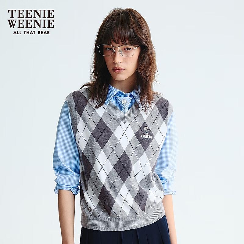 Teenie Weenie Women's Argyle V-Neck Knit Vest
