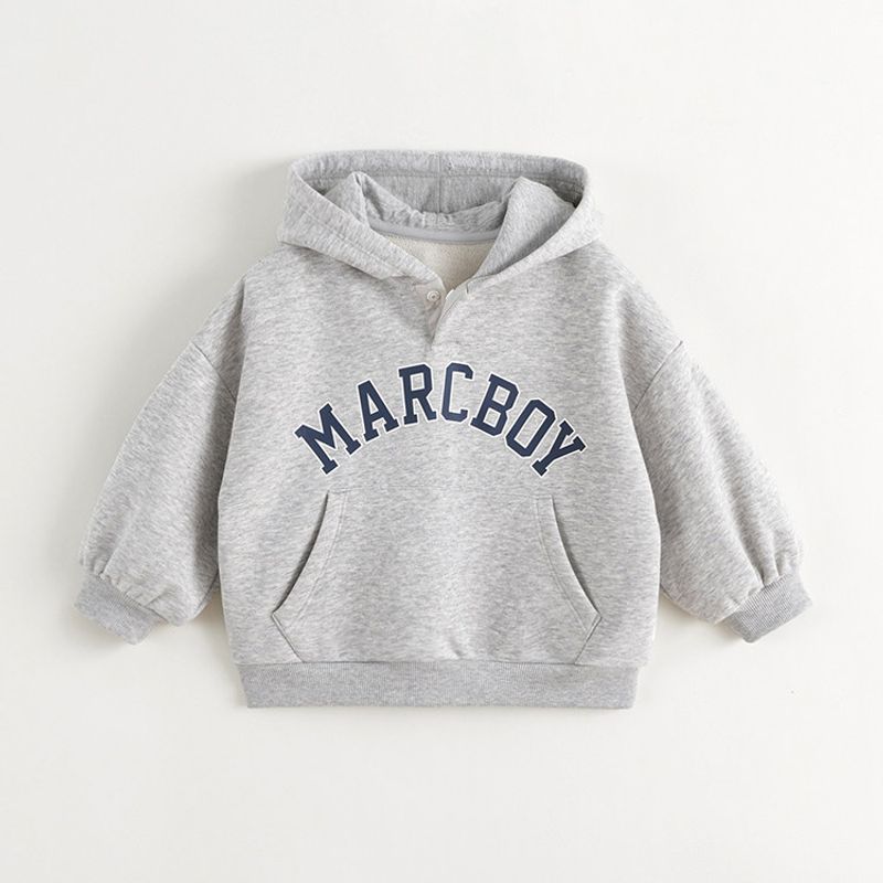 Mark Jenny Boys Energetic College Style Hooded Sports Sweatshirt Kids Top Children s Clothing Spring and Autumn Style 241160 Light hemp Gray 120