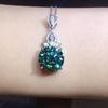 Ladies' Exquisite Inlaid Circular Cut Green Zircon Pendant Necklace, Elegant and Eye-catching Jewelry, Birthday and Anniversary Gifts