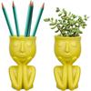 Resin Head Planter Face Flower Pot 6 inch Tiny Human Shaped Flower Vases Succulents Pots Desktop Decoration for Home Office Indoor Outdoor Gardening