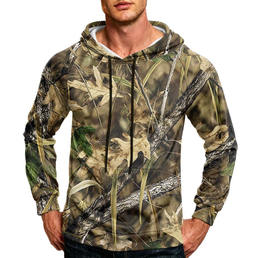 Men's Printed Loose Fit Casual Hoodie with Pocket and Drawstring