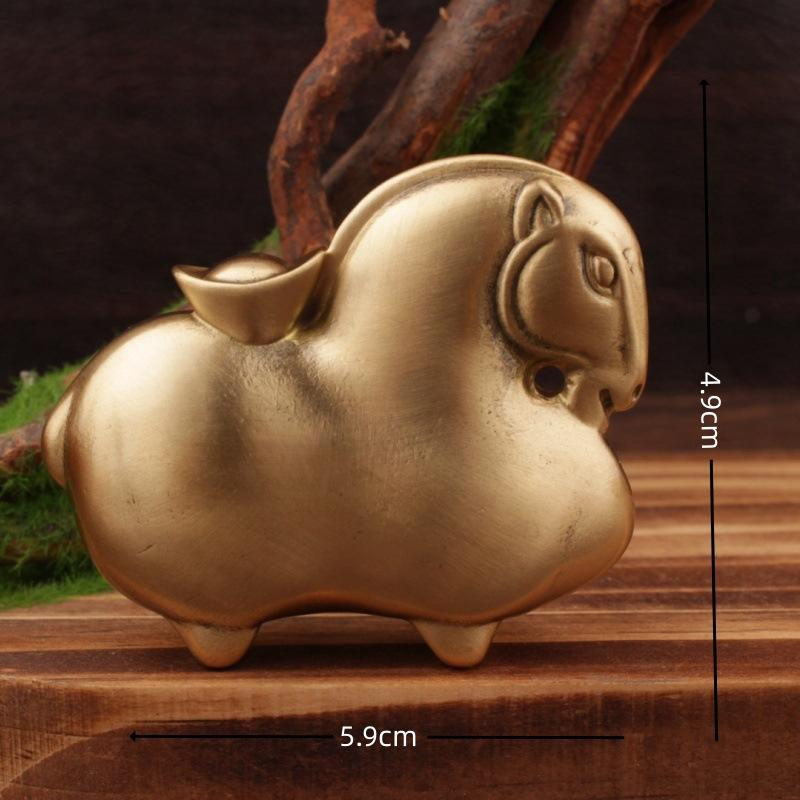 Pure Brass With Money Handle Piece, Buddha In Hand Plaything, Small Zodiac Horse Yuanbao Hanging Ornament, Craft Decoratio
