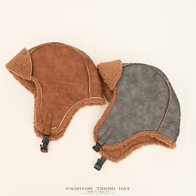 Retro Hat Men's and Women's Winter Warm Imitation Leather Lamb Wool Ear Protection Cotton Hat Thickened Korean Version Flying Hat
