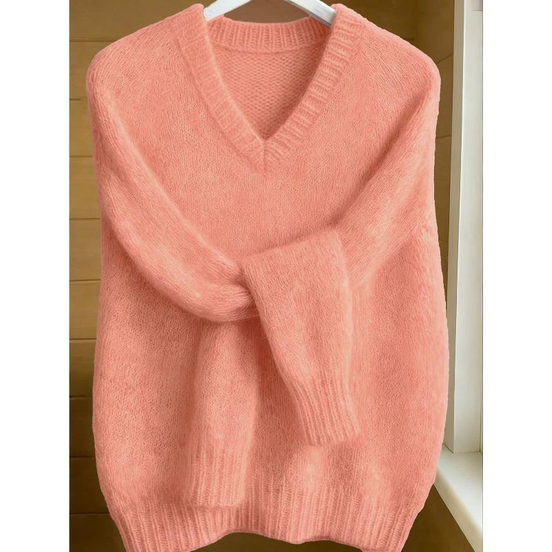 Season V-neck fleece feeling warm feeling pullover sweater women