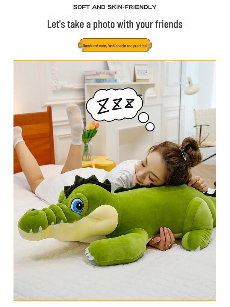 Large Cute Crocodile Hug Pillow Plush Toy for Girls' Soothing Sleep