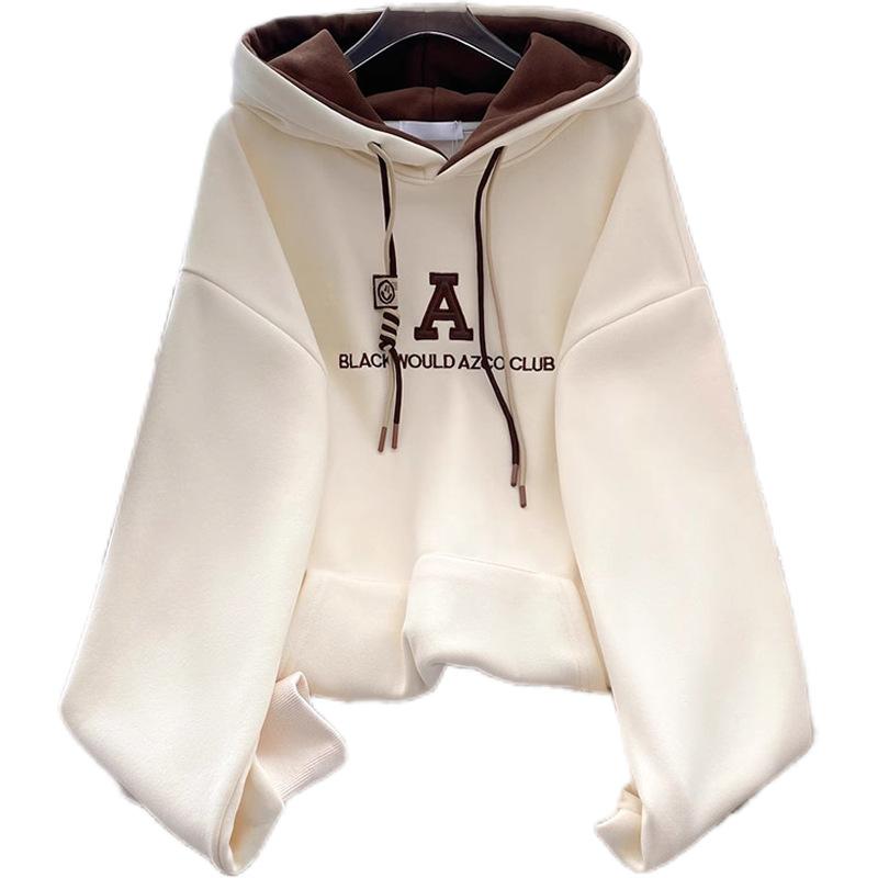 

Толстовка в корейском стиле для женщин на осень и зиму, утолщенная флисом, большого размера, с капюшоном 3XL