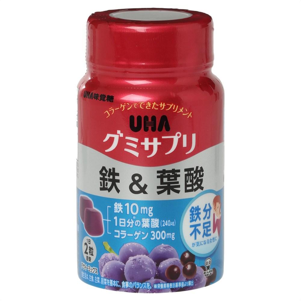 Japanese UHA Mikakudo Gummy Jelly: Delicious Iron and Folic Acid and Growing Children (30-Day Supply) - 1 Bottle (1 pcs, 60 Tablets)