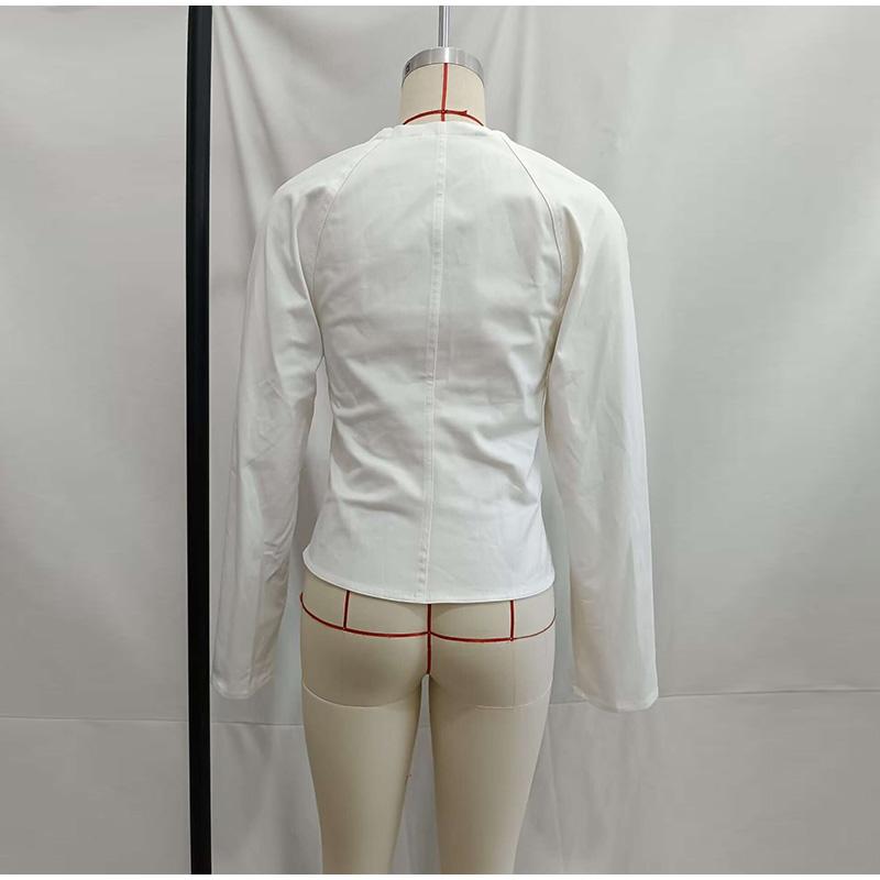 Košile s bandáží Ženy Sexy Dlouhý rukáv Výstřih do V Tenká Dámská Halenka s mašlí Jaro Léto High Street Chic Dámské Top Mujer