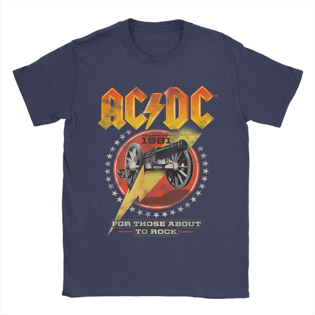 Męski T-shirt AC-DC Zespół Muzyki Rockowej Dla Tych, Którzy Mają Rockować 1981 Śmieszny T-shirt z Czystej Bawełny T-shirt z Okrągłym Dekoltem Ubrania z Nadrukiem