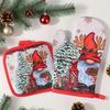 Christmas Oven Gloves Santa Claus Snowman Bell Pattern Insulated Gloves Decorative Gift Home Kitchen Christmas Decoration