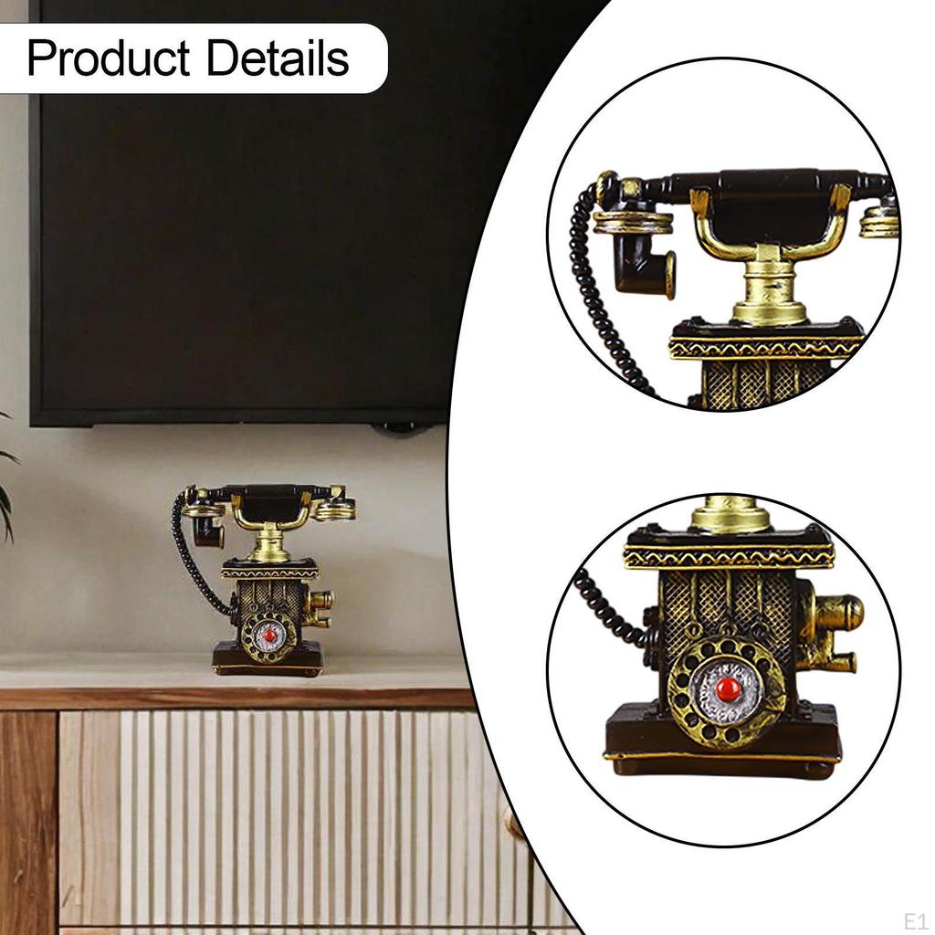 Phone Model Antique Figurine Creative,Corded,Desk Phone,Wall Decor Statue Vintage Rotary