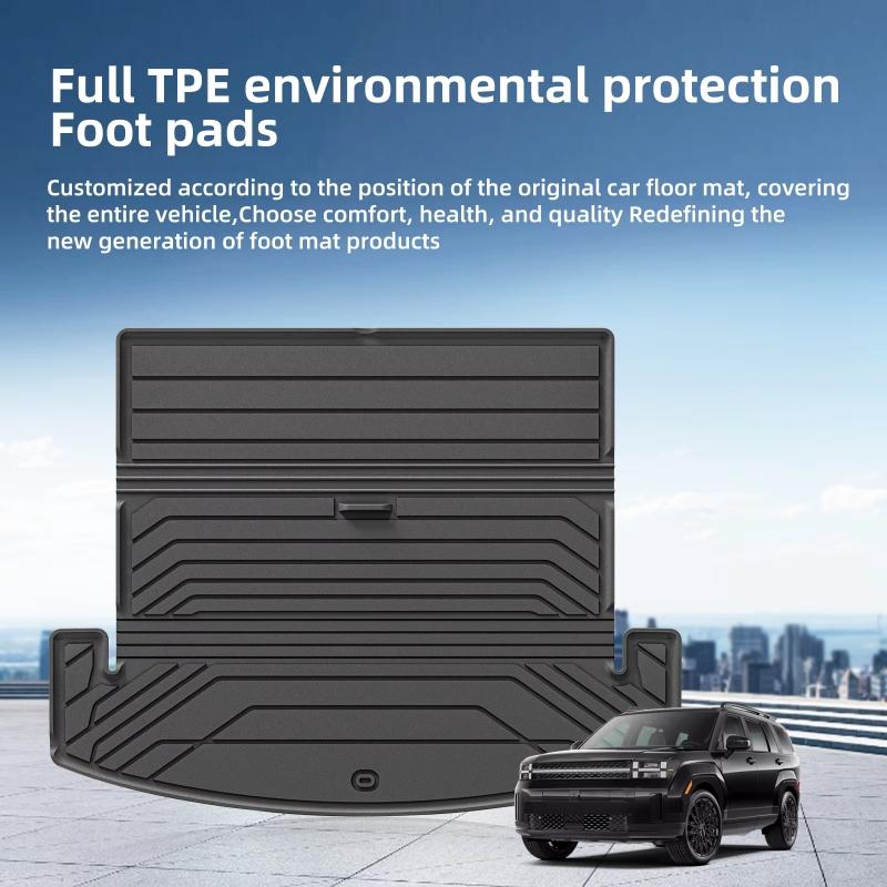 For Hyundai Santa Fe 6/7 Seater 2021-2025 Car Rear Trunk Mat TPE 3D All-Weather Waterproof Anti-Scratch Trunk Floor Cargo Liner