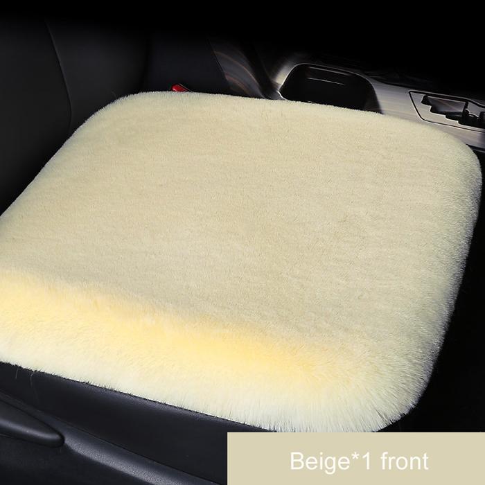 Универсальная плюшевая подушка на сиденье автомобиля Зимняя черная из искусственного меха Чехлы-маты для автосиденья Теплая накидка на сиденье автомобиля для Hyundai Kia Nissan бежевый
