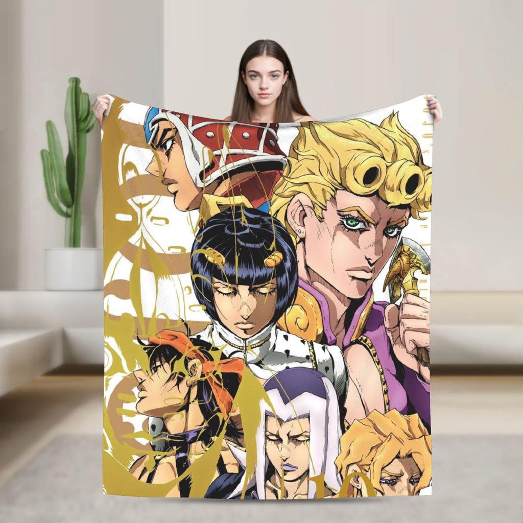 Stardust Crusaders Blankets Bizarre Adventure Flannel Throw Blanket Airplane Travel Printed Ultra-Soft Warm Bedspreads