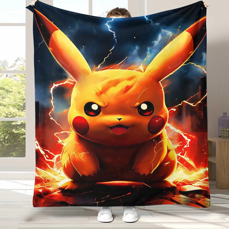 6 Style Pikachu Pokemon Flannel Blanket,Ultra Soft Warm Plush Throw for Home Bedroom Bed Sofa Cover Office Camping Picnic Gift