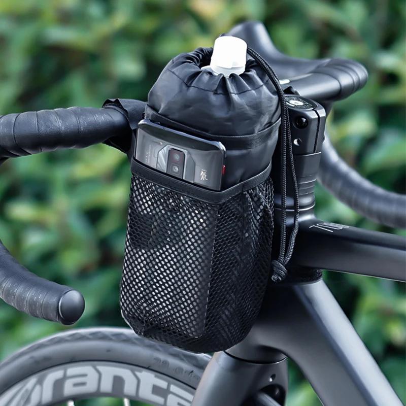 Fahrradtasche Fahrradflaschenhalter Lenkervorbau Thermotasche mit Netztasche Kaffeebecherhalter Radfahren Wasserflaschenträger Tasche