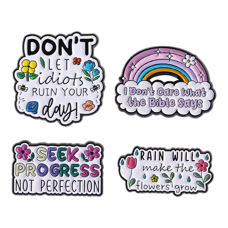 Inspirational Quotes Enamel Pins Custom SEEK PROGRESS NOT PERFECTION Brooches Lapel Badges Clothes Funny Jewelry Gift Friends