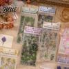 Autocollants résistants aux déchirures 6 Feuilles/Set Autocollants Fleurs Naturelles pour Scrapbooking PVC Imperméable Autocollants Plantes Florales Transparent Décoratif pour DIY