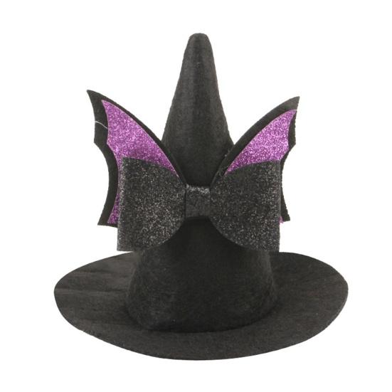 Cosplay Headgear for Dogs Pet Halloween Witch Hat, Bows/Pumpkins Decor, Adjustable Felt Cap Costume Accessory, Lightweight Comfortable Headwear,