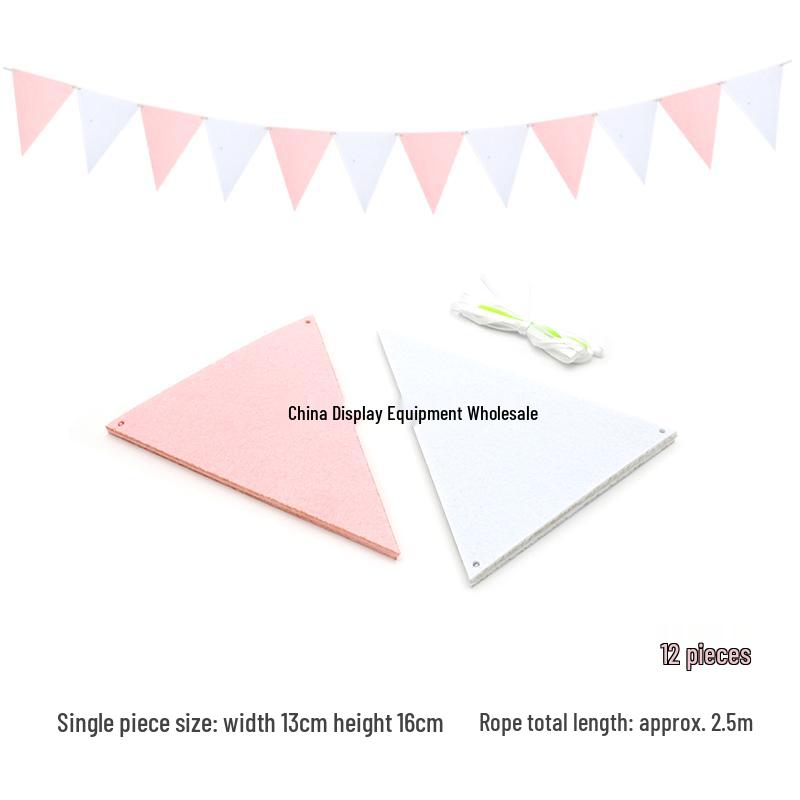 Triangle Flag Bunting for Kindergarten Decoration - Children's Room & Birthday Party Decor with Girlish Heart Design