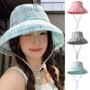 Plaid Sunshade Hat Adjustable Sunscreen Hat New Fisherman Hat  Holiday