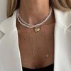 Salircon Simple Imitation Pearls Crystal Tassel Chain Heart Pentagram Pendant Necklace Women Trendy 2026 Banquet Wedding Jewelry