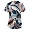 Women's Fashion Printed Work Uniform With Pocket T-Shirt Short Sleeve Top