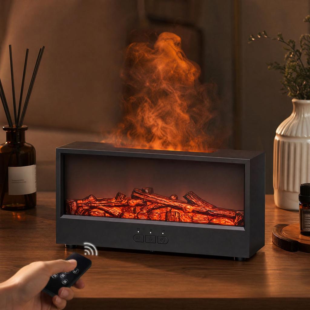 Fireplace Flame Aroma Diffuser with 3D Flame Effect, Oil Diffuser for Bedroom Home