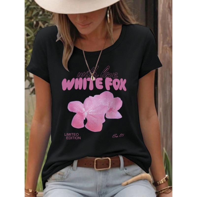 Maglione Girocollo Tondo a Forma di Petalo Estivo T-shirt a Maniche Corte da Donna