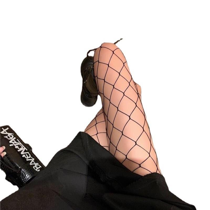 1 pair Women's Fishnet Stockings Thin Sheer Black Tights for Summer, Anti-Run Design