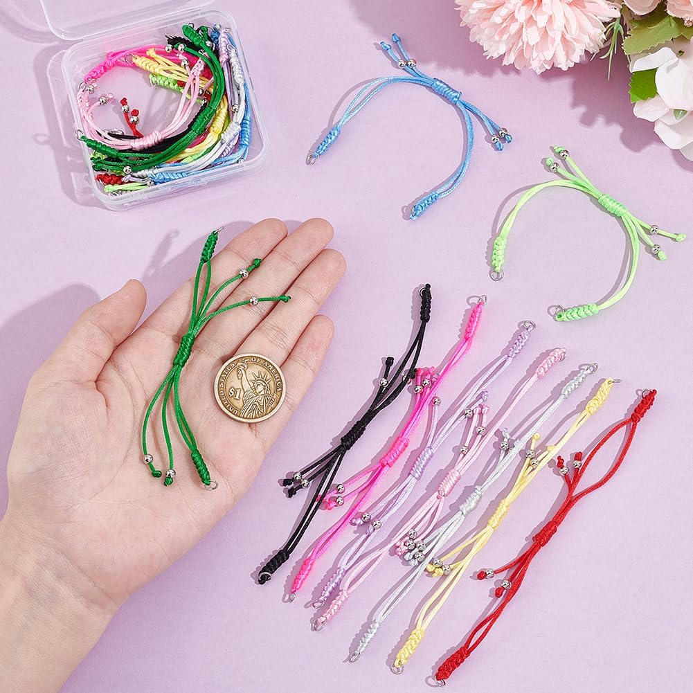 UNICRAFTALE 20Pcs Adjustable Nylon Braided Bracelets 10 Colors Bracelet Cord Nylon String with Beads Rope Bracelet 7.87Inch Twisted Cord Friendship