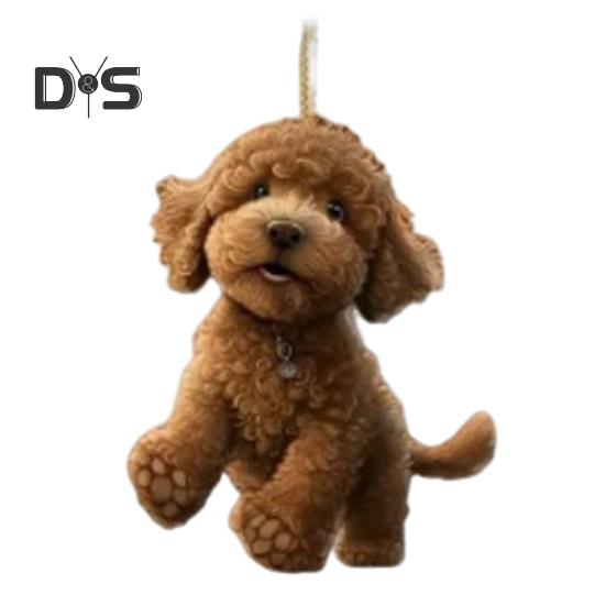 

Рождественское украшение в виде собаки, 2D акриловое украшение в виде щенка, подвесное украшение на рождественскую елку, украшение для салона автомобиля, зеркало заднего вида, подарок для любителя собак A