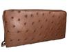 GUODI Long Wallet with Round Genuine Ostrich Full Point for Men and Ostrich Leather Unisex Zipper, Leather, Design, Women, HL6754OS, Brown, Wallet,