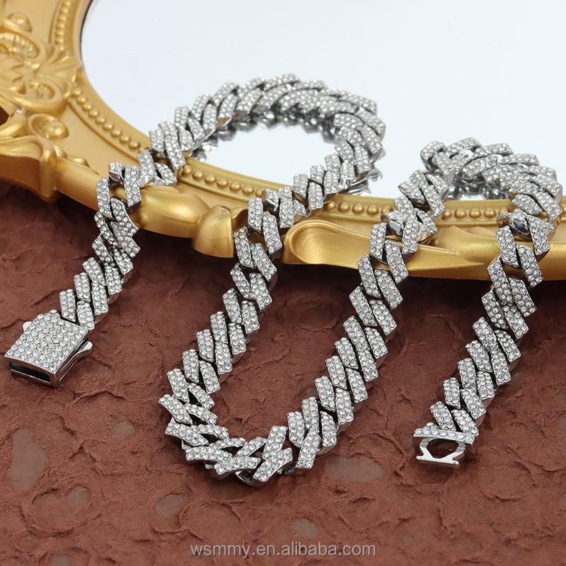 Hip Hop Rapper Sterling Silver Link Chain Custom Moissanite Cuban Bling Diamonds Mens Cuban Link Chain