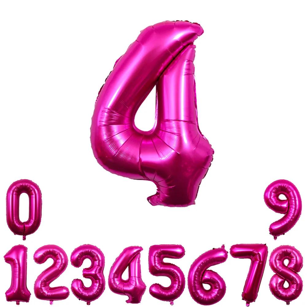 40inch Hot Pink Rose Foil Number Balloons Girls Birthday Pink Large Number Balloon Birthday Wedding Baby Shower Party Decor