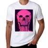 Pink Neon Melting Skull TShirt Durable Work Wear TShirt