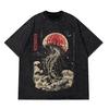 Oversize Vintage Man Cotton T-Shirts Swimming Colorful Jellyfish Print Mens Short Sleeve Japanese Harajuku Daily Wear Cool Top