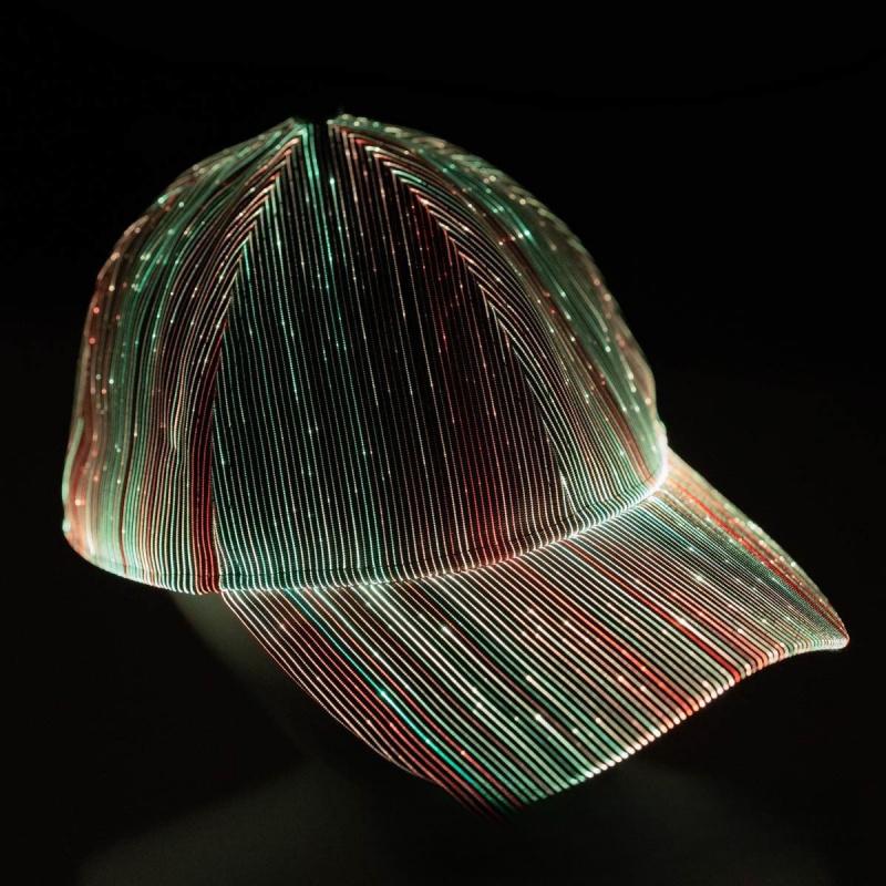 Halloween Large Brim LED Fiber Optic Glowing Baseball Cap, Sport Adjustable Wholesale