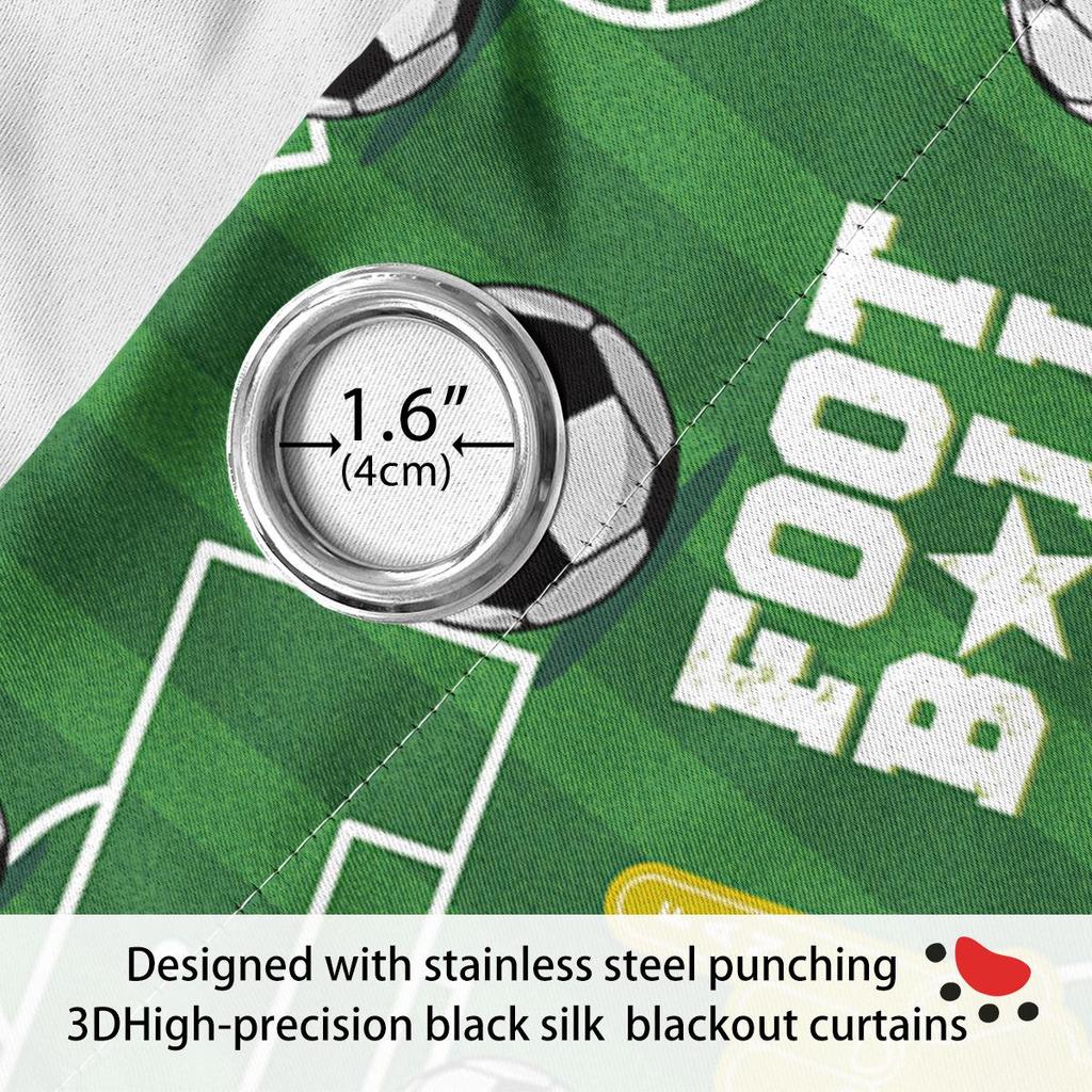 World Cup Football Pattern Blackout Curtain for Boys' Bedroom - High Heat Insulation, Custom Size Available