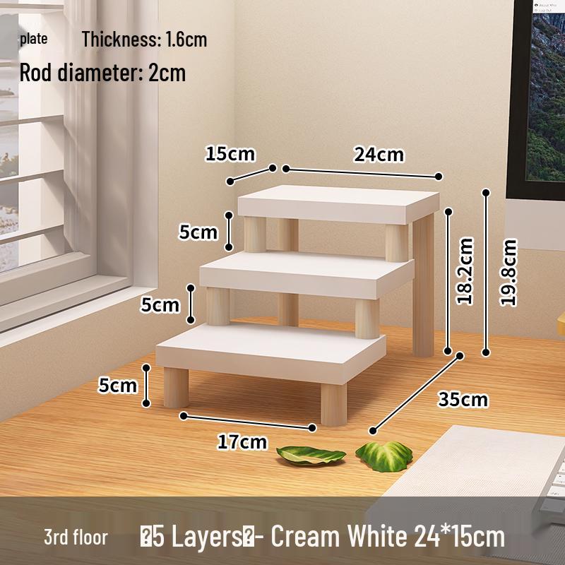 Desktop Ladder-Style Solid Wood Flower Stand for Small Plants and Succulents