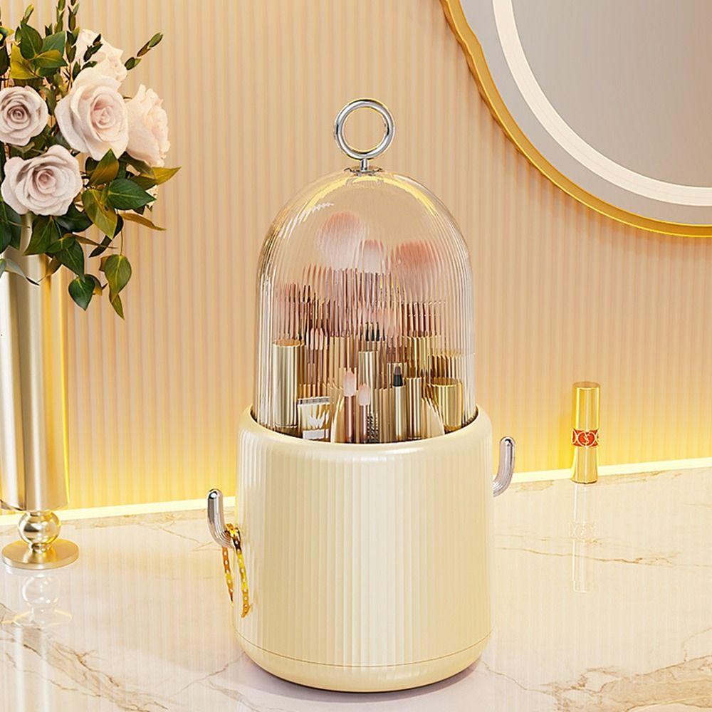 

Plastic Makeup Brushes Holder Large Capacity Makeup Storage Basket for Vanity бежевый