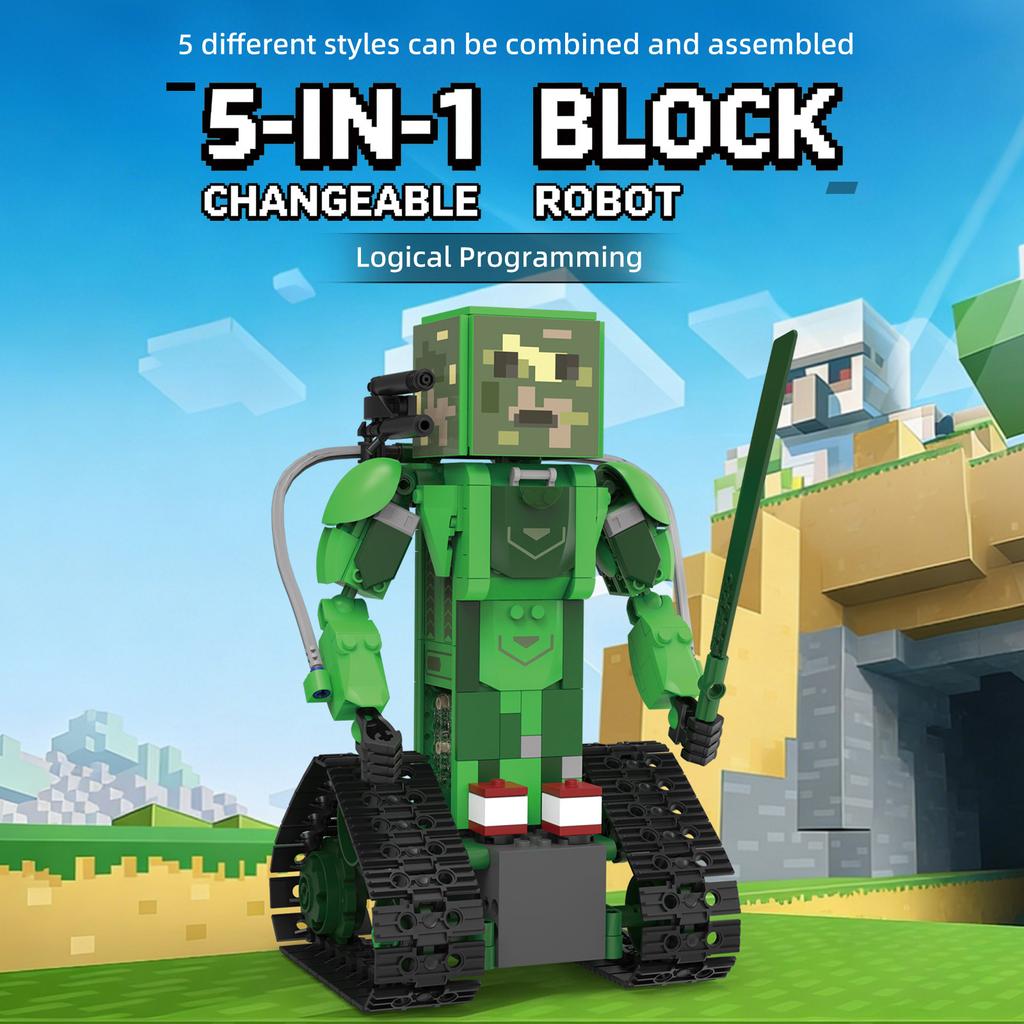 441Pcs Remote Control 5-In-1 Transforming Robot Building Blocks Set Desktop Ornament Model Assembly Toy Kids Birthday Gift