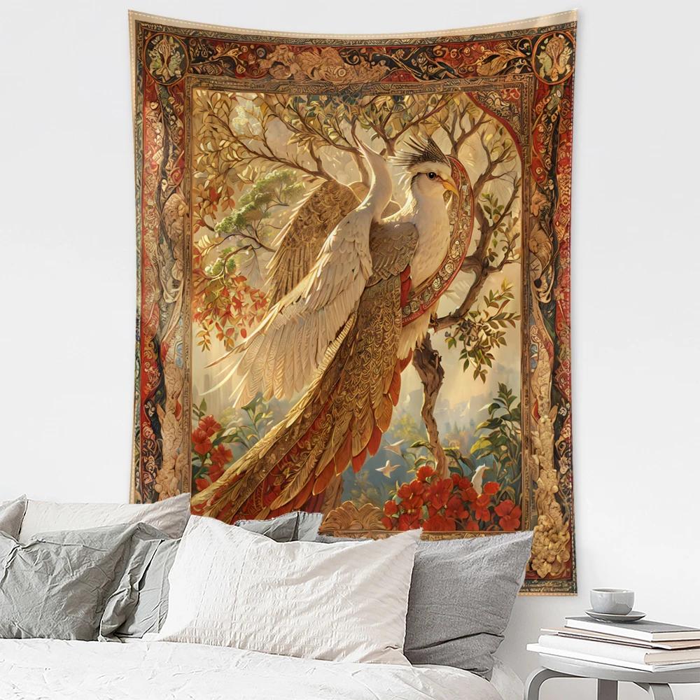 VIKAMA Bohemian Tree Of Life Tapestry Vintage Ethnic Floral Wall Hanging For Living Room Bedroom Guesthouse Decor Exotic Fabric