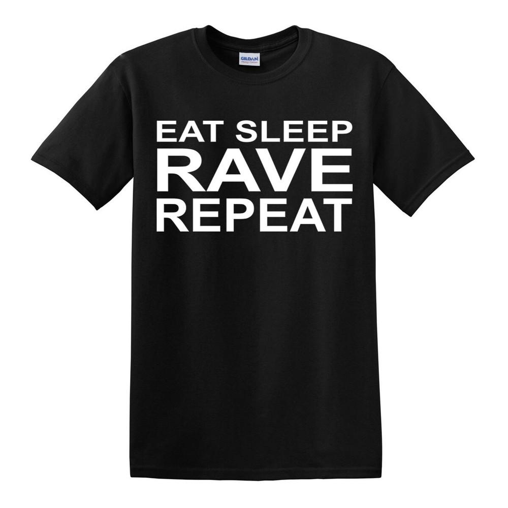 EAT SLEEP RAVE REPEAT Maglietta S5XL Techno Anni '80 '90 Festival Musica Danza Acid Top