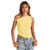 European and American fashion, fresh vitality, single shoulder irregular cutting design with pleated details, slim and thin top