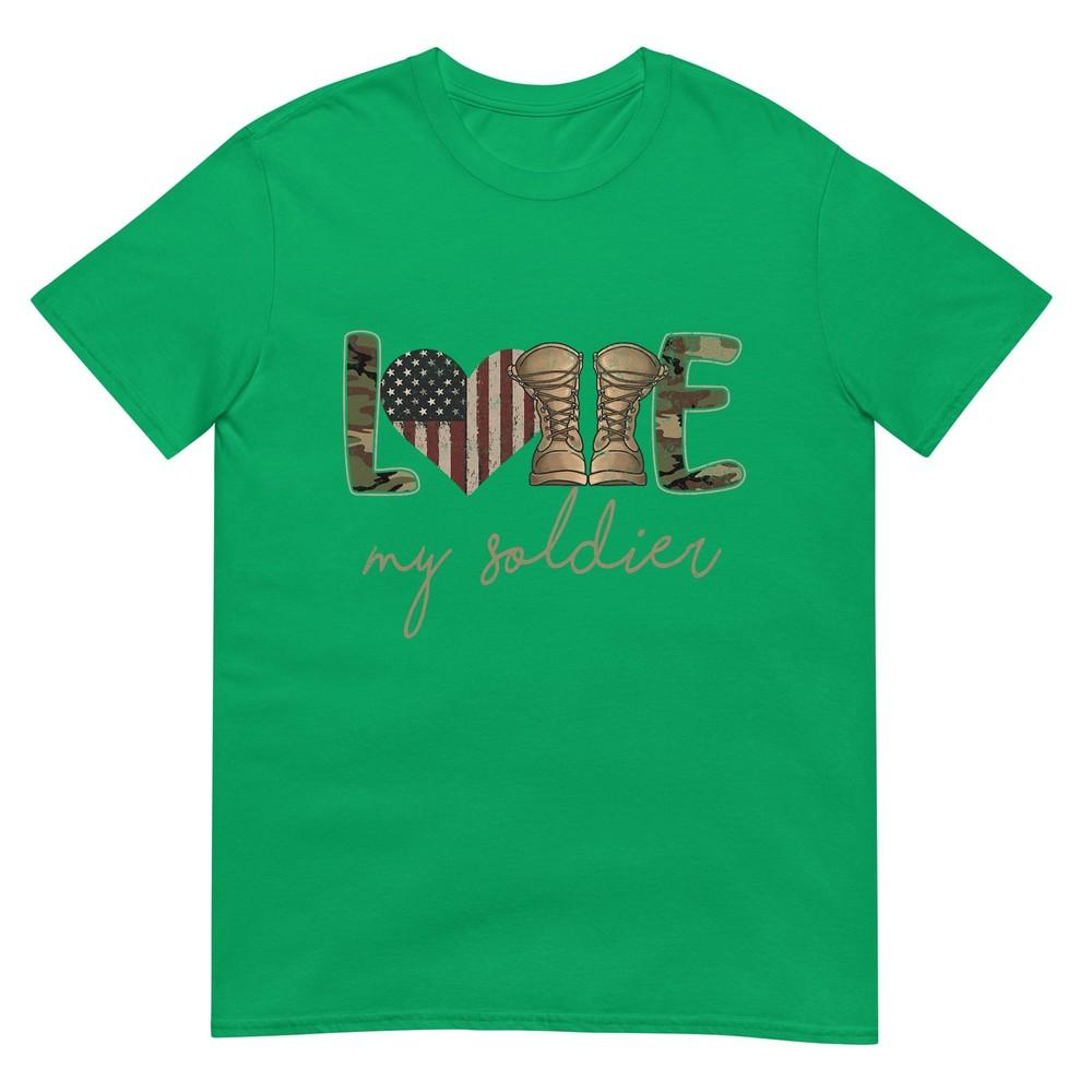 I Love My Soldier Military Army Wife Usa Camour Flag Tshirt